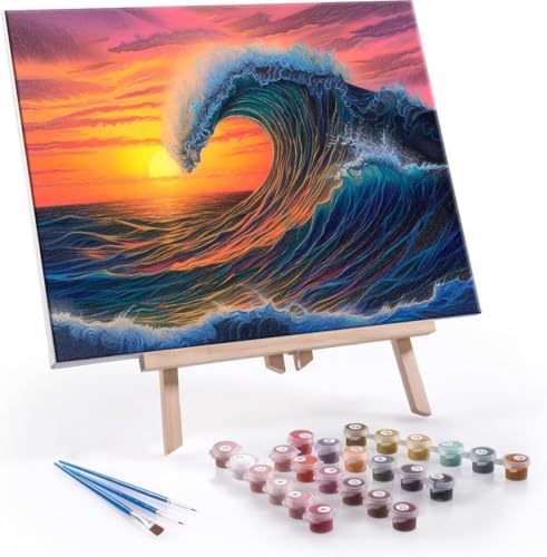 Malen Nach Zahlen Erwachsene Meereswelle - Malen Nach Zahlen für Kinder AnfäNger, Knitterfreie Leinwand, Pinsels Und Acrylfarbe - ohne Rand DIY Handgemalt öLgemäLde Kit Als Geschenk 40x50 cm L-189 von Hyupuanj