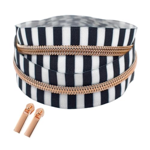 1–5 Meter 5# Kunststoff-Reißverschluss zum Nähen von Taschen, Kleidungsdekoration, DIY-Zubehör (StripeRosegold, 4MZIP4PSLIDER_5#) von Hyuwdai