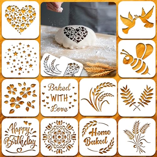 12 Stück Brot Schablonen, Backschablonen Set Brot Muster Schablone 15 X 15cm/5.9 X 5.9in Brot Schablonen zum Dekorieren Artisan Brotschablonen für Brot, Kuchen, Kaffee, Torte oder Kekse 12 Stück Brot Schablonen, Backschablonen Set Brot Muster Schablone 15 X 15cm/5.9 X 5.9in Brot Schablonen zum Dekorieren Artisan Brotschablonen für Brot, Kuchen, Kaffee, Torte oder Kekse von Hyxodjy