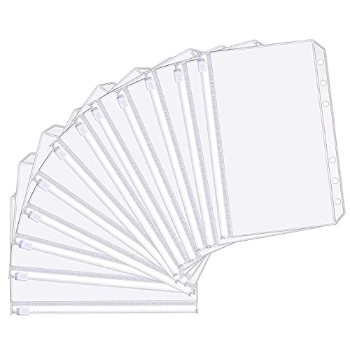 12 Stück Prospekthüllen A5 Größe 6 Löcher Binder Taschen Binder Reißverschluss Durchscheinende aus Kunststoff Wasserdicht Zip Verschluss Lose Blatt Taschen für Dateien Dokumente Notizbücher Karten 12 Stück Prospekthüllen A5 Größe 6 Löcher Binder Taschen Binder Reißverschluss Durchscheinende aus Kunststoff Wasserdicht Zip Verschluss Lose Blatt Taschen für Dateien Dokumente Notizbücher Karten von Hyxodjy