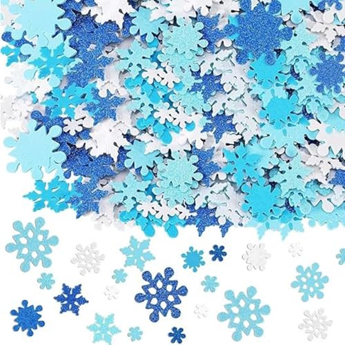 360 Stück Schneeflocke Aufkleber, Schneeflocken Weihnachtsdeko Streudeko Schneeflocken Deko 4 Größen Snowflake Sticker Aufkleber Weihnachten Schneeflockenaufkleber für Weihnachten Weihnachtsdeko von Hyxodjy