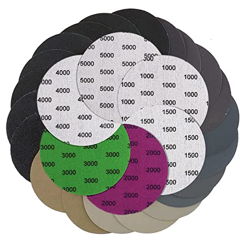60 Stück Schleifpapier 75mm Klett,Runde Schleifscheiben 1000/1500/2000/3000/4000/5000 Sortiert Grits Nasse Trockene Schleifscheiben Exzenterschleifer Schleifpapier für Auto Metall Holz 60 Stück Schleifpapier 75mm Klett,Runde Schleifscheiben 1000/1500/2000/3000/4000/5000 Sortiert Grits Nasse Trockene Schleifscheiben Exzenterschleifer Schleifpapier für Auto Metall Holz von Hyxodjy