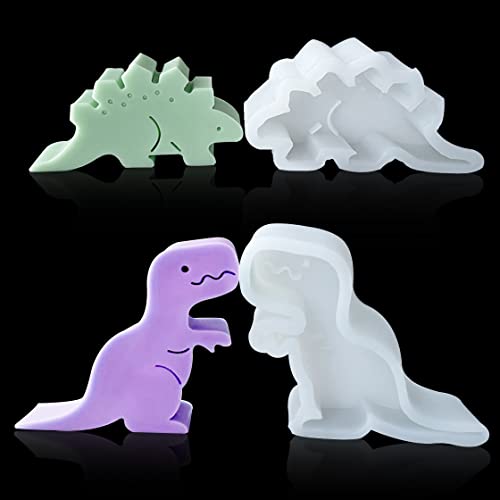 HyzaPhix 2pcs Kerzenform Dinosaurier Silikonform Tier Epoxidharz Formen Gießform Silicone Candle Mold für Selber Machen Handgefertigte Seife, Duftkerzen, Handwerk Ornamente (C) von HyzaPhix