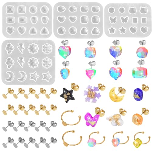 4 Stück Silikonformen Eepoxidharz, Herz Mond Harzformen, Gießformen Silikon UV Ekönnen Verwendet Werden um Schmuck in Verschiedenen Formen, Ohrringen, Ringen Herzustellen DIY von HyzaPhix