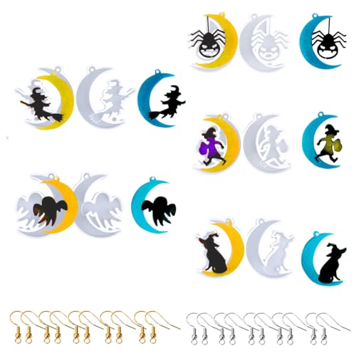 HyzaPhix 26 Stück Schmuck Resin Silikonform, Halloween Ohrring Silikon Formen Anhänger Gießform Mond Harz Gießen Set Earring Silicone Molds für DIY Ohrringe Halskette Schmuckherstellung HyzaPhix 26 Stück Schmuck Resin Silikonform, Halloween Ohrring Silikon Formen Anhänger Gießform Mond Harz Gießen Set Earring Silicone Molds für DIY Ohrringe Halskette Schmuckherstellung von HyzaPhix