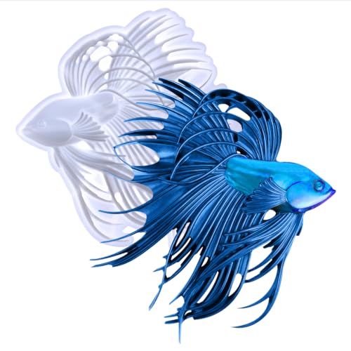 HyzaPhix 3D Betta Fisch Silikonformen Statue Kunstharz form Tier Epoxidharz Formen DIY Gießformen Betta Fish Resin Molds für Wandbehang Ornament, Kunsthandwerk Dekor von HyzaPhix