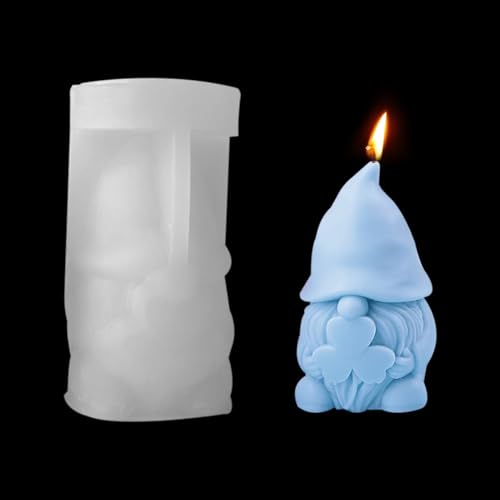 HyzaPhix 3D Wichtel Silikonformen Gießformen Zwerg Kerzenform Weihnachtsmann Silikon Seifenform Weihnachten Epoxidharz Formen für DIY Weihnachts Kleeblatt Geschenk Dekor (Kleeblatt Weihnachtsmann) von HyzaPhix