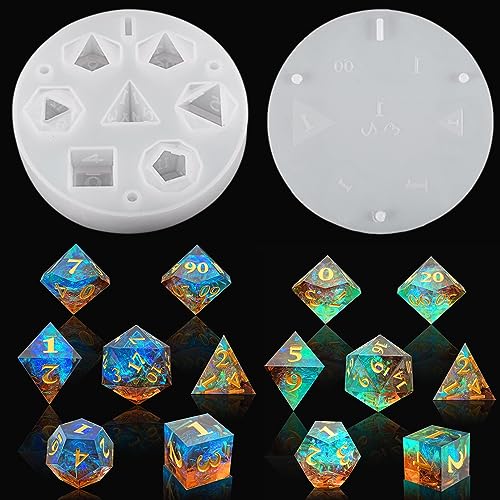 HyzaPhix DND Würfel Silikonform Gießform, Spielwürfel Epoxidharz Formen Polyedrische Würfel Gießharz Formen Dice Silicone Mold für Dungeons and Dragons Pathfinder D&D RPG MTG Tischspiele von HyzaPhix