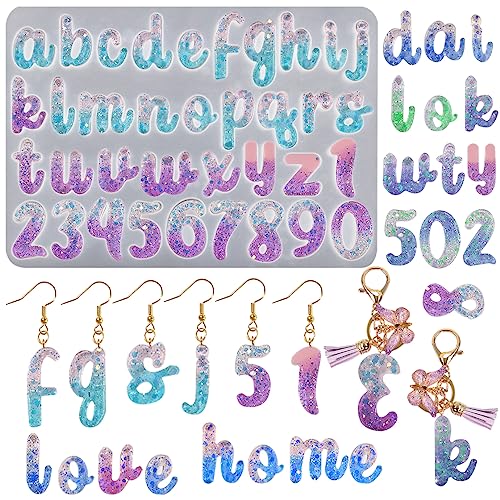 HyzaPhix Kleinbuchstaben Silikonform Zahlen Gießformen, Buchstaben Epoxidharz Formen Alphabet Silicone Mold Für DIY Schmuck, Schlüsselanhänger, Ohrringe, Halskette von HyzaPhix