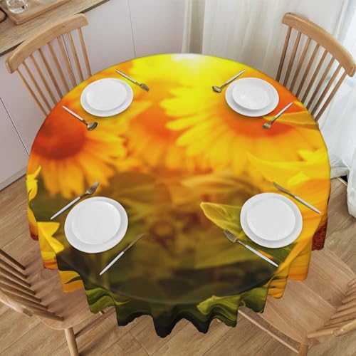 Hzhuaoeg Runde Tischdecke mit Sonnenblumen-Druck, rund, abwischbar, Tischdecke für Partys, Picknicks, Gärten, 150 cm Hzhuaoeg Runde Tischdecke mit Sonnenblumen-Druck, rund, abwischbar, Tischdecke für Partys, Picknicks, Gärten, 150 cm von Hzhuaoeg