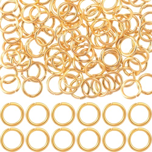 Hzopcw 100 Stück 18 Karat Gold gefüllte Binderinge, offene Schmuck-Binderinge, 5 mm Gold-Charms für Frauen, Schlüsselanhänger, Halskette, Armband, Anhänger, Ohrringe, Schmuckherstellung Hzopcw 100 Stück 18 Karat Gold gefüllte Binderinge, offene Schmuck-Binderinge, 5 mm Gold-Charms für Frauen, Schlüsselanhänger, Halskette, Armband, Anhänger, Ohrringe, Schmuckherstellung von Hzopcw