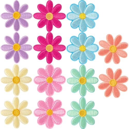 Hzopcw 14 x Blumen-Aufnäher zum Aufbügeln, niedliche Gänseblümchen, bestickte Aufnäher für Hüte, Blumen-Aufnäher für Kleidung, Jacken, Jeans, Hoodies, Hemden, Packungen, Taschen, 7 Farben Hzopcw 14 x Blumen-Aufnäher zum Aufbügeln, niedliche Gänseblümchen, bestickte Aufnäher für Hüte, Blumen-Aufnäher für Kleidung, Jacken, Jeans, Hoodies, Hemden, Packungen, Taschen, 7 Farben von Hzopcw
