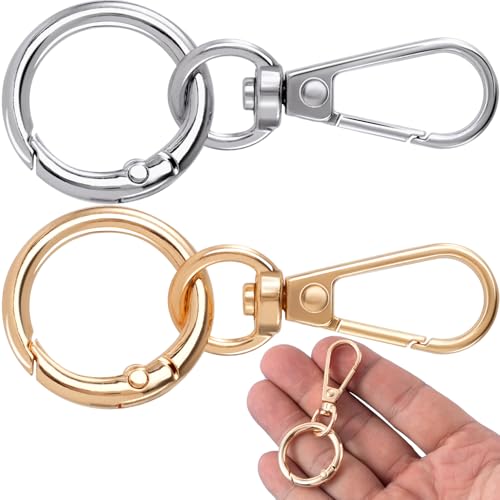 Hzopcw 2 Sets Drehverschluss-Clips, Metall-Schlüsselanhänger-Clip, doppelte Öffnung, Karabinerverschlüsse für Schlüsselbänder, Bastelarbeiten, Gepäck, Geldbörse, Taschen, Zubehör, Gold und Silber Hzopcw 2 Sets Drehverschluss-Clips, Metall-Schlüsselanhänger-Clip, doppelte Öffnung, Karabinerverschlüsse für Schlüsselbänder, Bastelarbeiten, Gepäck, Geldbörse, Taschen, Zubehör, Gold und Silber von Hzopcw