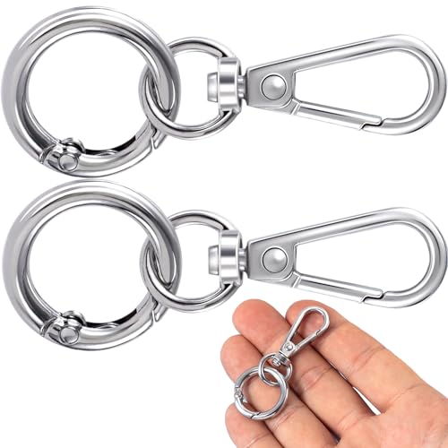 Hzopcw 2 Sets Drehverschluss-Clips, Metall-Schlüsselanhänger-Clip, doppelte Öffnung, Karabinerverschlüsse für Schlüsselbänder, Basteln, Gepäck, Geldbörse, Taschen, Zubehör, Silber Hzopcw 2 Sets Drehverschluss-Clips, Metall-Schlüsselanhänger-Clip, doppelte Öffnung, Karabinerverschlüsse für Schlüsselbänder, Basteln, Gepäck, Geldbörse, Taschen, Zubehör, Silber von Hzopcw