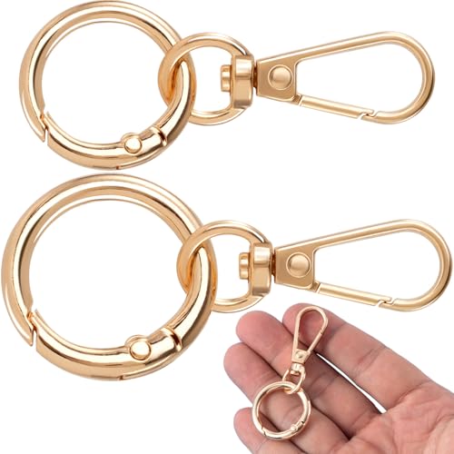 Hzopcw 2 Sets Drehverschluss-Clips, Metall-Schlüsselanhänger-Clip mit 2 Größen, doppelte Öffnung, Karabinerverschlüsse für Schlüsselbänder, Basteln, Gepäck, Geldbörse, Taschen, Zubehör, Gold Hzopcw 2 Sets Drehverschluss-Clips, Metall-Schlüsselanhänger-Clip mit 2 Größen, doppelte Öffnung, Karabinerverschlüsse für Schlüsselbänder, Basteln, Gepäck, Geldbörse, Taschen, Zubehör, Gold von Hzopcw