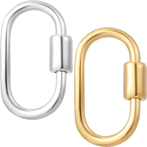 Hzopcw 2 x ovale Sicherungsringe, 925er Sterlingsilber, Schmuckverschluss, kleine Schraube, Karabinerverschluss für Schlüsselanhänger, Armbänder, Halsketten, Schmuckherstellung, Gold und Silber Hzopcw 2 x ovale Sicherungsringe, 925er Sterlingsilber, Schmuckverschluss, kleine Schraube, Karabinerverschluss für Schlüsselanhänger, Armbänder, Halsketten, Schmuckherstellung, Gold und Silber von Hzopcw