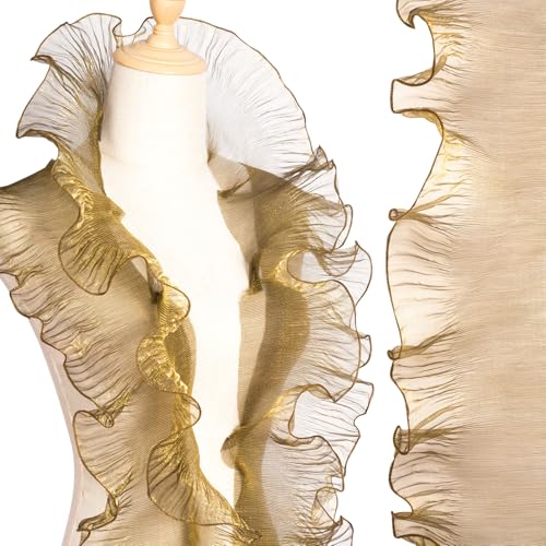 Hzopcw 4,5 m Rüschen-Spitzenborte, Organza, gerüschter Spitzenstoff, plissiertes Band, Nähdekoration für Brautschmuck, Hochzeitskleider, Blumensträuße, Kleidung, Haarschmuck, Blumenpakete, DIY Hzopcw 4,5 m Rüschen-Spitzenborte, Organza, gerüschter Spitzenstoff, plissiertes Band, Nähdekoration für Brautschmuck, Hochzeitskleider, Blumensträuße, Kleidung, Haarschmuck, Blumenpakete, DIY von Hzopcw