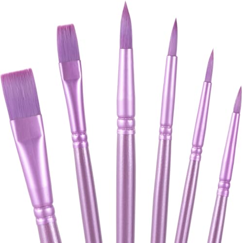 Hzopcw 6 Pinsel für Acrylmalerei, Nylon-Aquarellpinsel-Set, Acryl-Pinsel-Sets für Acryl, Aquarell, Gouache, Ölgemälde, Lila Hzopcw 6 Pinsel für Acrylmalerei, Nylon-Aquarellpinsel-Set, Acryl-Pinsel-Sets für Acryl, Aquarell, Gouache, Ölgemälde, Lila von Hzopcw
