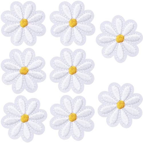 Hzopcw 8 x Blumen-Aufnäher zum Aufbügeln, niedliche Gänseblümchen, bestickte Aufnäher für Hüte, Blumen-Aufnäher für Kleidung, Jacken, Jeans, Hoodies, Hemden, Packungen, Taschen, Weiß Hzopcw 8 x Blumen-Aufnäher zum Aufbügeln, niedliche Gänseblümchen, bestickte Aufnäher für Hüte, Blumen-Aufnäher für Kleidung, Jacken, Jeans, Hoodies, Hemden, Packungen, Taschen, Weiß von Hzopcw