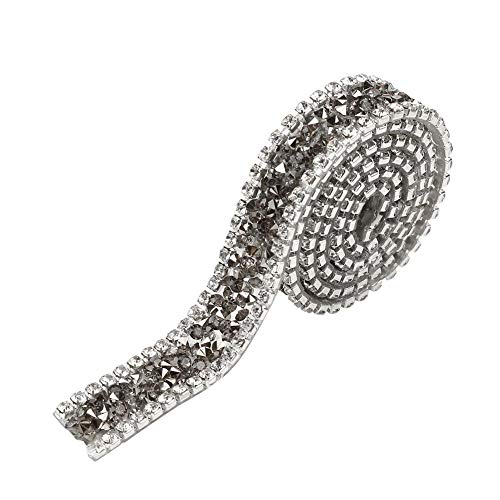 1 Yard 15mm Kristallrhinestone Band, funkelnder Diamant Ineinander greifen Verpackungs Rollen Streifenbildungs Gurt für Hochzeitsfest Dekoration(Grau) von Hztyyier