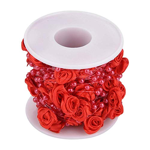 10 mt/rolle Rose Perle String Perlen für Party Hochzeit Dekoration Blumengirlande Draht für DIY Handwerk Bekleidungszubehör(rot) von Hztyyier