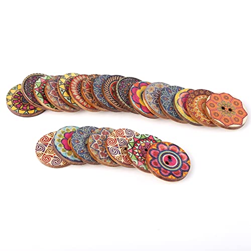 Hztyyier 100 Stück Vintage Knöpfe, Bunte Holzknöpfe mit 2 Löchern, 25mm Hztyyier 100 Stück Vintage Knöpfe, Bunte Holzknöpfe mit 2 Löchern, 25mm von Hztyyier