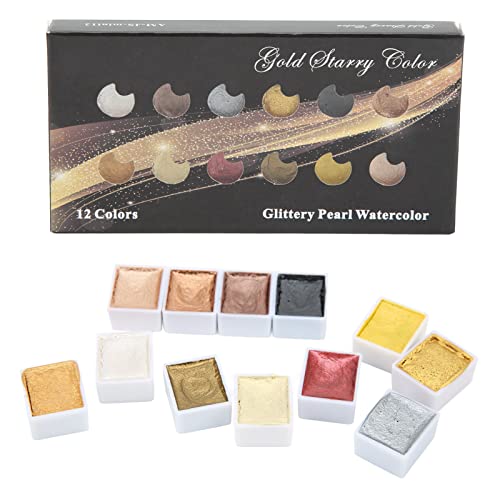 12 Farben Gouache-Farbset Metallic-Farbsystem Highlight Dimming Aquarell-Set für Kunstmalerei Maniküre 12 Farben Gouache-Farbset Metallic-Farbsystem Highlight Dimming Aquarell-Set für Kunstmalerei Maniküre von Hztyyier