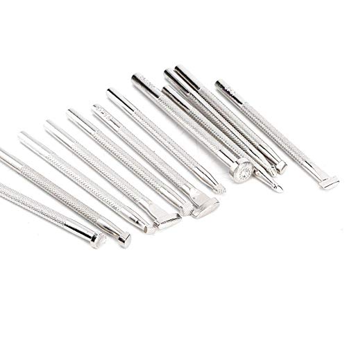 12 STÜCKE Leder Stanzwerkzeug, DIY Lederprägewerkzeuge Stempel Punch Set für Lederhandwerk Sattelherstellung von Hztyyier
