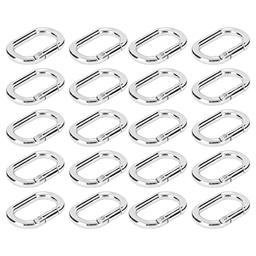 Hztyyier 20Pcs Oval Spring Buckle Clip Karabiner Schlüsselanhänger 23mm Legierung Karabinerhaken Clip Verschlüsse für Taschen Geldbörsen Schlüsselanhänger Strap(Silber) von Hztyyier