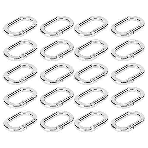 20Pcs Oval Spring Buckle Clip Karabiner Schlüsselanhänger 23mm Legierung Karabinerhaken Clip Verschlüsse für Taschen Geldbörsen Schlüsselanhänger Strap(Silber) von Hztyyier