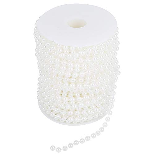 25 Mt/Rolle Perle Perlenrolle Schleifen Perle Draht Perlen für DIY Hochzeit Mittelstücke Brautstrauß Handwerk Dekoration, 6mm(Weiß) von Hztyyier