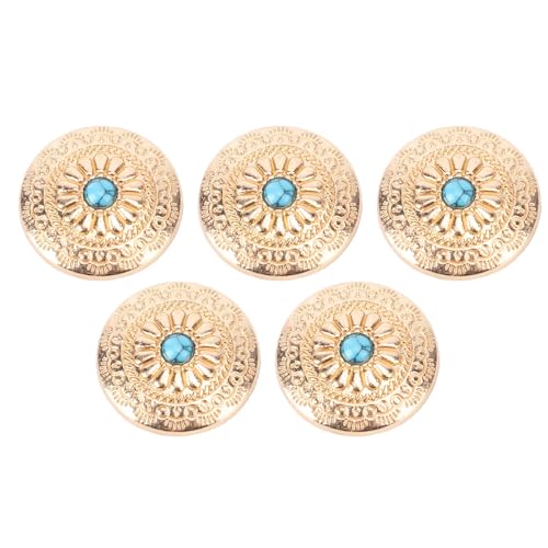 30 Mm Goldenes Muster Blaues Steinknöpfe Nieten und Schraubenset, 5 Sets Rostfeste Legierung Gekreuzte Schrauben, Einfache Installation für Lederhandwerk von Hztyyier