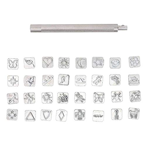 32 Stücke Leathercraft Metall Briefmarken Punch Set Alloy Steel Bedruckte Lederhandwerk Briefmarken Werkzeuge für Ledergürtel Tasche Hut Schuhe Handwerk Kennzeichnung(#1) von Hztyyier