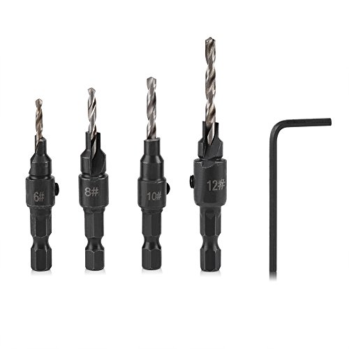 4 Stücke Senker Bohrer Set, Bohrer Senker Holzbohrer, 1/4" Sechskantschaft Lochsäge Bohrer Holzbearbeitungswerkzeuge + L-Schraubenschlüssel 4 Stücke Senker Bohrer Set, Bohrer Senker Holzbohrer, 1/4" Sechskantschaft Lochsäge Bohrer Holzbearbeitungswerkzeuge + L-Schraubenschlüssel von Hztyyier