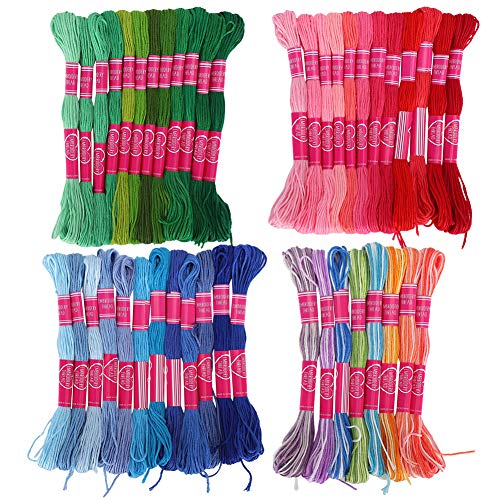44 teiliges Stickgarn Kreuzstichseide Farbverlauf Farbe Polyester Baumwollstränge Bastelseide Nähzubehör von Hztyyier