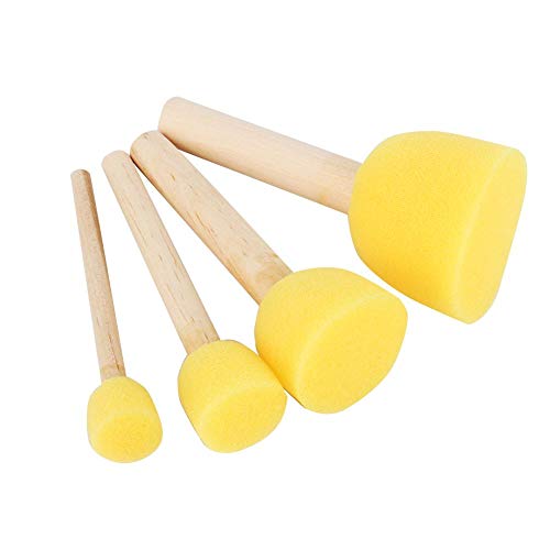 4Pcs Schwammpinsel, Runde Schwämme Pinsel Set Kinder Pinsel, Pinselset aus Schaumstoff Stupfpinsel von Hztyyier