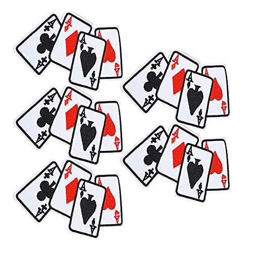 5 Stück Gestickte Aufnäher, Poker Ace Kleidung Patch Zum Aufbügeln, Spielkarten-Applikation, Aufbügler-Set Zum Aufbügeln für Kleidung, Kleid, Hut, Jeans von Hztyyier