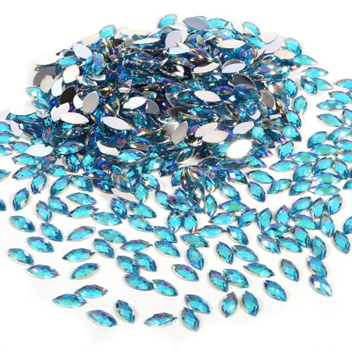 500 Stücke AB Acryl Kristalle, 7 * 15mm Cristall Flatback Strasssteine, Wassertropfen Kristall Acryl Spezialeffekte Edelsteine für DIY Dekorationen(Hellblau) von Hztyyier