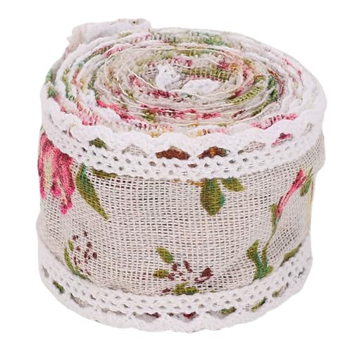 5pcs Spitzenverkleidung Ribbon Rollen Handwerk Dekor Retro -Leinen Rosenmuster 2 M Lang für Hochzeitstorte Dekor Geschenkverpackungstisch Dekorationen mit Hitzebeständigem von Hztyyier