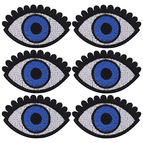 6 Stück Großes Auge Muster Aufnäher Aufnäher Aufbügeln Dekoratives Kleid Handtuch Tuch Glückliches Gesicht Aufnäher Kleidung Nähen Dekorieren DIY Handwerk Applikation Aufnäher für die Dekoration von Hztyyier