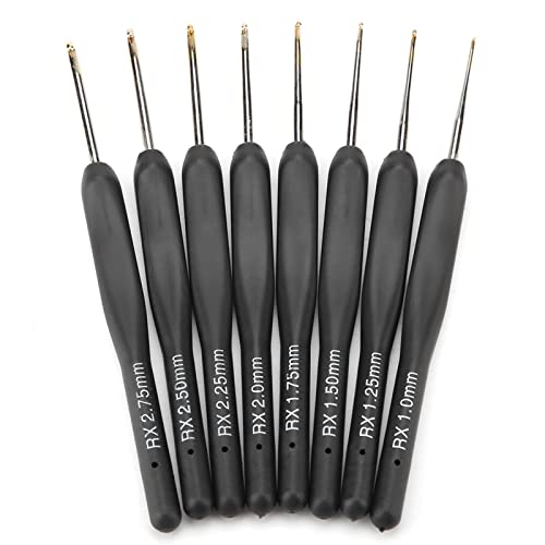8 Stück Aluminium Häkelnadeln Set, 1 mm 2,75 mm glatt Stricknadeln Kit, ergonomische schwarze Soft Grip Griffe, LongKnit Nadeln Weben Garn Set von Hztyyier