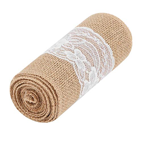 8.9ft Jute Tischläufer, Tischläufer Jute mit Spitze, Tischläufer mit Spitze Tischläufer aus Sackleinen für Hochzeitsdeko Tisch von Hztyyier