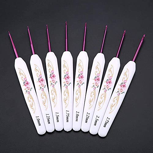 8Pcs Häkelnadel Set, Aluminium Häkelnadeln Stricknadeln mit Kunststoffgriff, Knitting Crochet Hook Set(Small) von Hztyyier