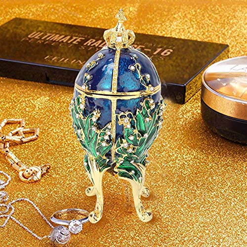 Hztyyier Ei Schmuckschatulle, 5,7 Zoll handbemalt Vintage emaillierte Faberge Ei für Schmuck Schmuckschatulle einzigartiges Geschenk oder Wohnkultur von Hztyyier