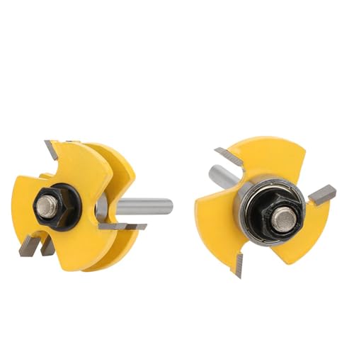 Haltbar 2pcs T-Form Router Bit 3-Teeth 1/4 Schaftholzwerkzeug für Holz-MDF-Partikelplatte von Hztyyier