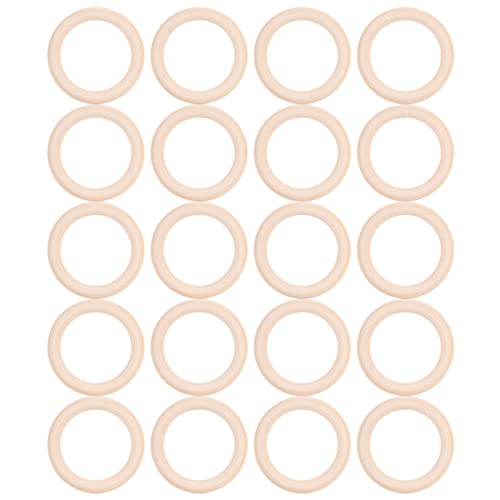 Holzringe, Schmuckzubehör für DIY-Anhänger, Zubehör, Ring, Kreis, Holzfarbe, 20 Stück, Andenken-Rasseln (70mm) von Hztyyier