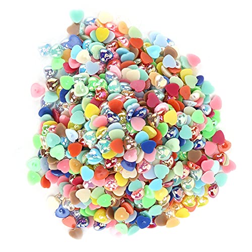 Hztyyier 1000 Prozent Farbenfrohe Perlen ab Halb Gesicht Pfirsich Herzgespritzte Nachahmung Perle 10mm DIY -Schmuck Herstellung von Harz -Handwerksdekoration für Junge Menschen von Hztyyier