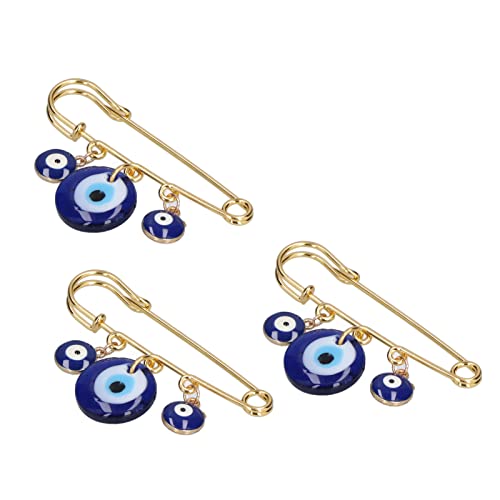 3Pcs Brosche Pins Evil Eye, Türkei Evil Eye Sicherheitsnadeln für Kleidung Tasche Schal Dekoration von Hztyyier