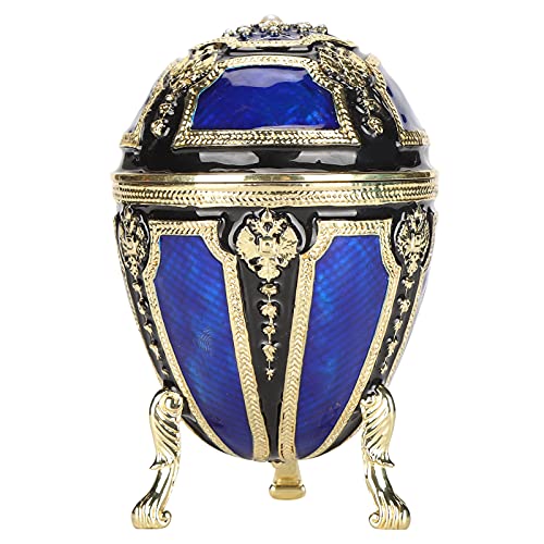 Hztyyier 4.1inch Egg Trinket Box, Faberge Egg Shaped Schmuckschatulle Scharnier Emaille Schmuckschatulle Sammlerfigurenschachteln von Hztyyier