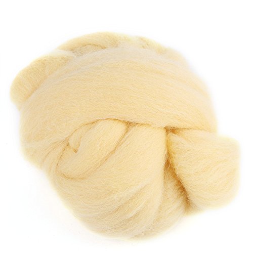 55g Filzwolle, Wolle Roving Schurwolle Garn Roving Märchenwolle Superweiche Hand Spinnen DIY Handwerk Materialien(Cream) von Hztyyier